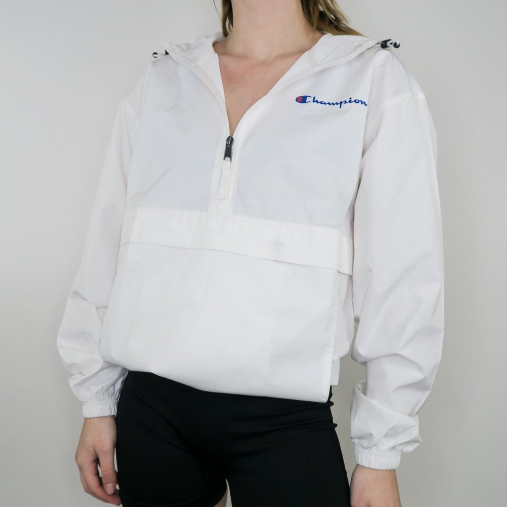 Champion White Pullover Half Zip Windbreaker - image 1